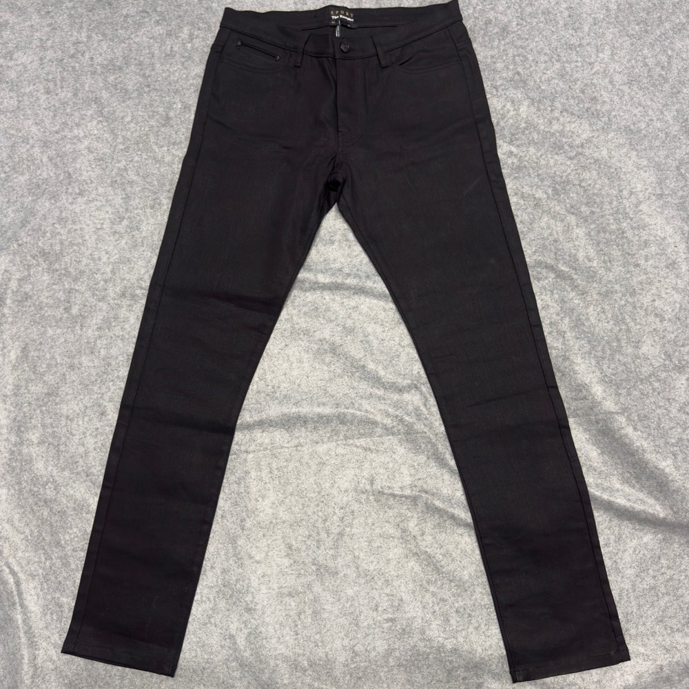 The Kooples Sport Mens Black Coated Slim Fit Jeans Skull Hardware Size 32 NEW